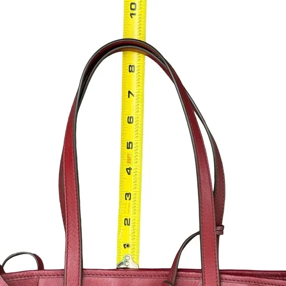 Fossil Charli Leather and Suede Tote Bag Triple Compartment Red Shoulder Bag - Picture 16 of 16